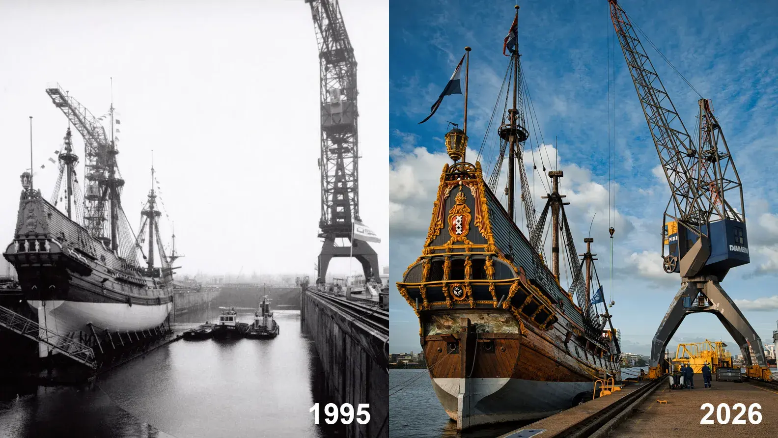 Batavia at Damen Shiprepair Amsterdam for historic preservation 2