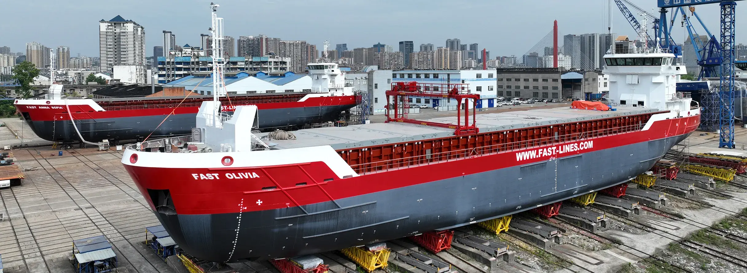 Two Damen CF 3850 launched for Fast Lines Belgium in China top