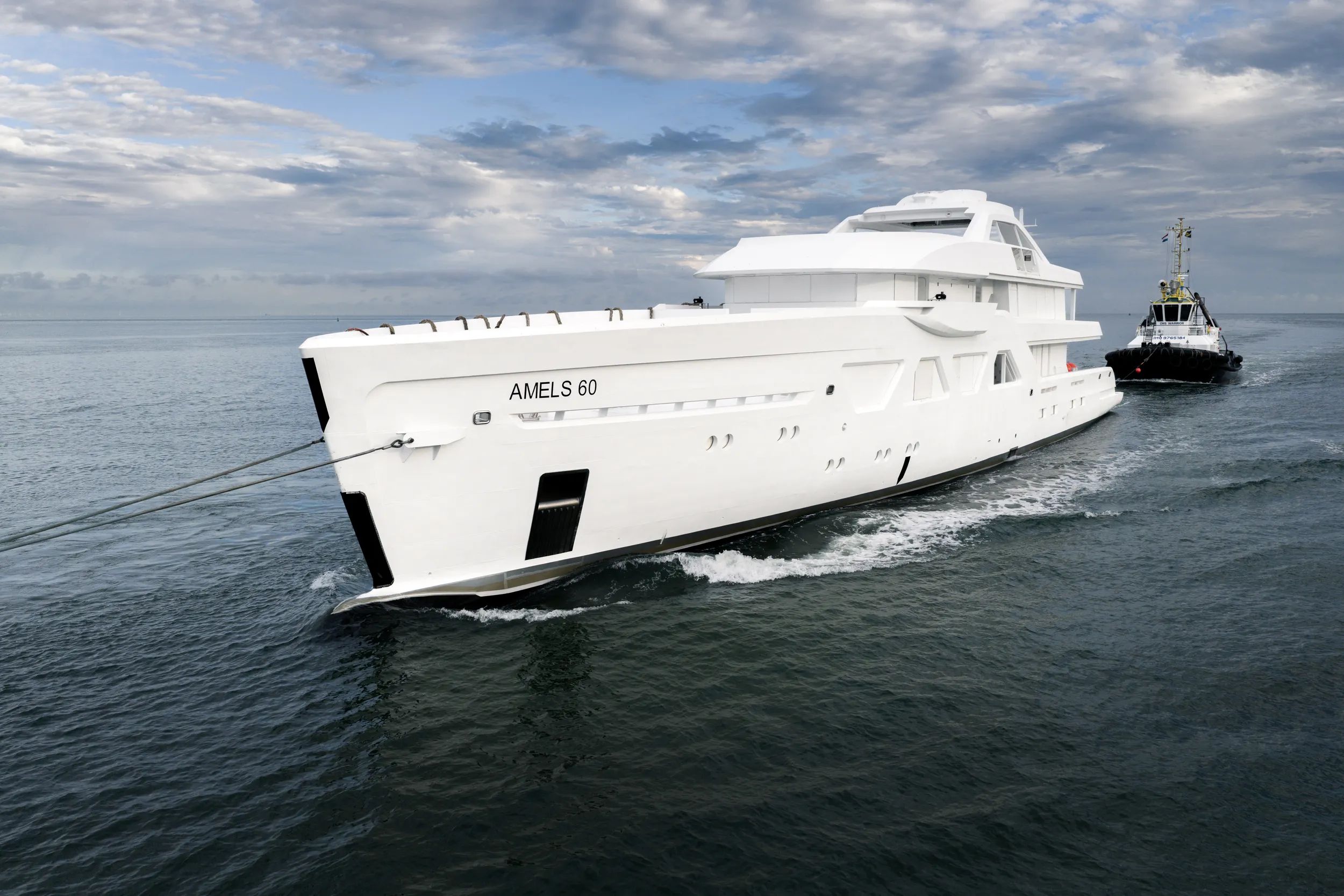 A new arrival of the Amels 60 in Vlissingen ahead of her outfitting 