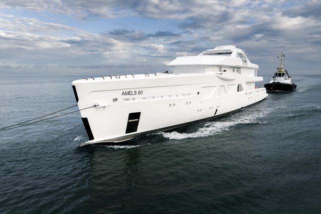 A new arrival of the Amels 60 in Vlissingen ahead of her outfitting 