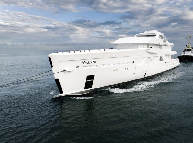 A new arrival of the Amels 60 in Vlissingen ahead of her outfitting 