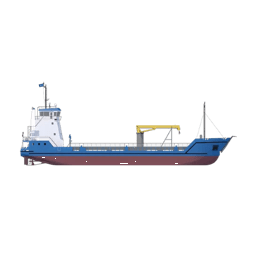 Highly versatile logistic support vessel capable of carrying rolling cargo, bulk, containers or fluids.