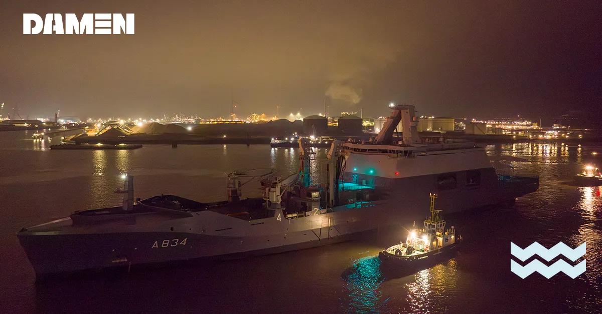 Combat Support Ship voor de Koninklijke Marine arriveert op werf Damen ...