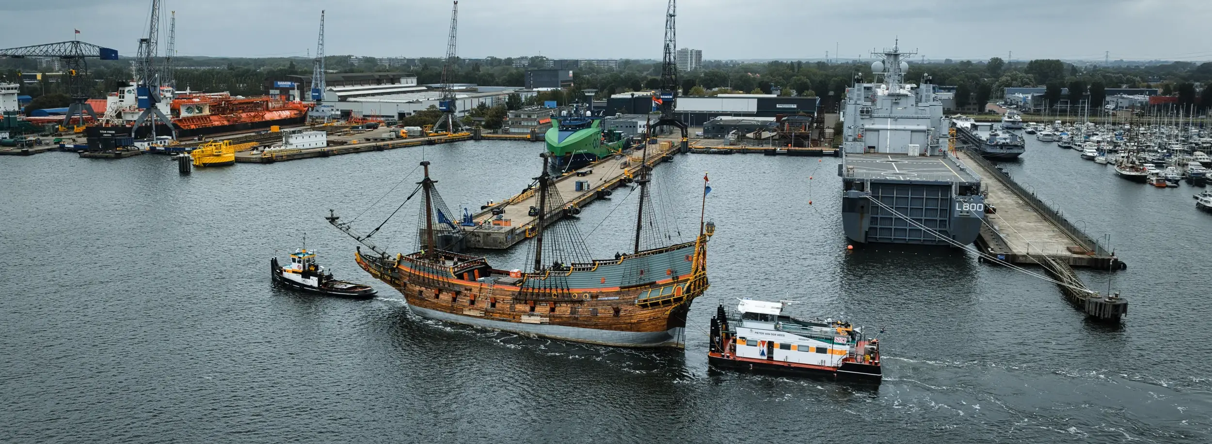 Batavia at Damen Shiprepair Amsterdam for historic preservation top