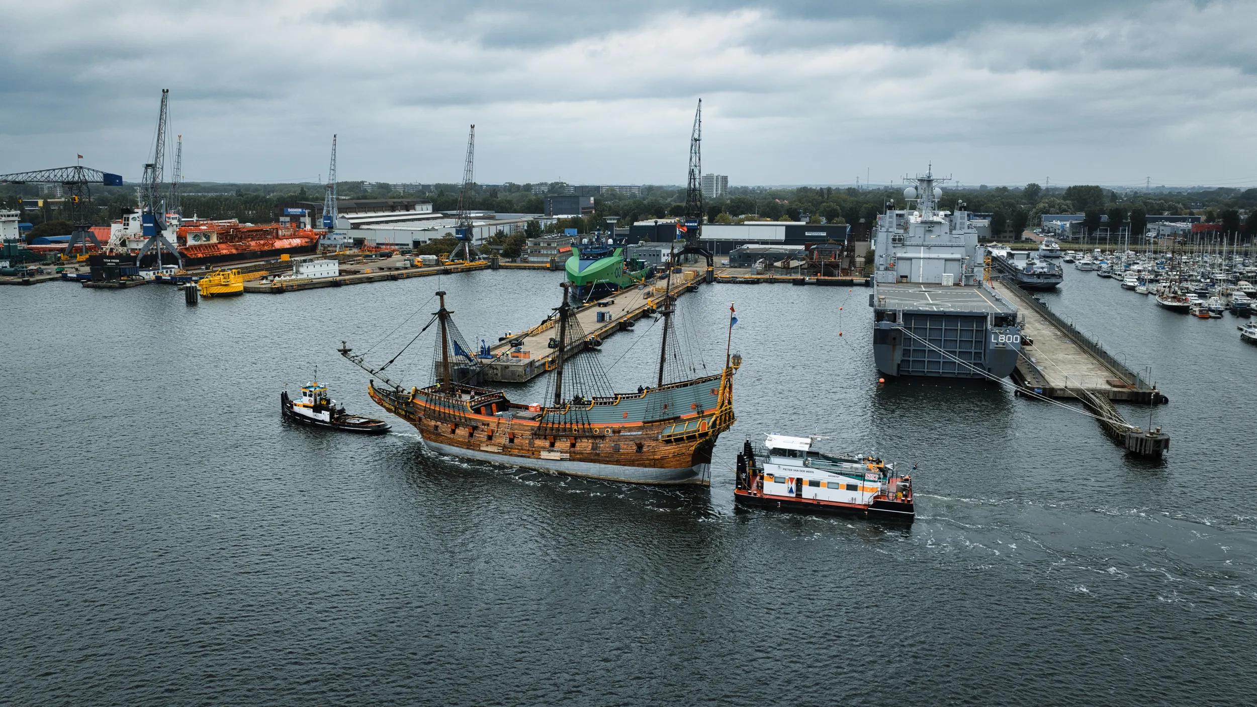 Batavia at Damen Shiprepair Amsterdam for historic preservation top